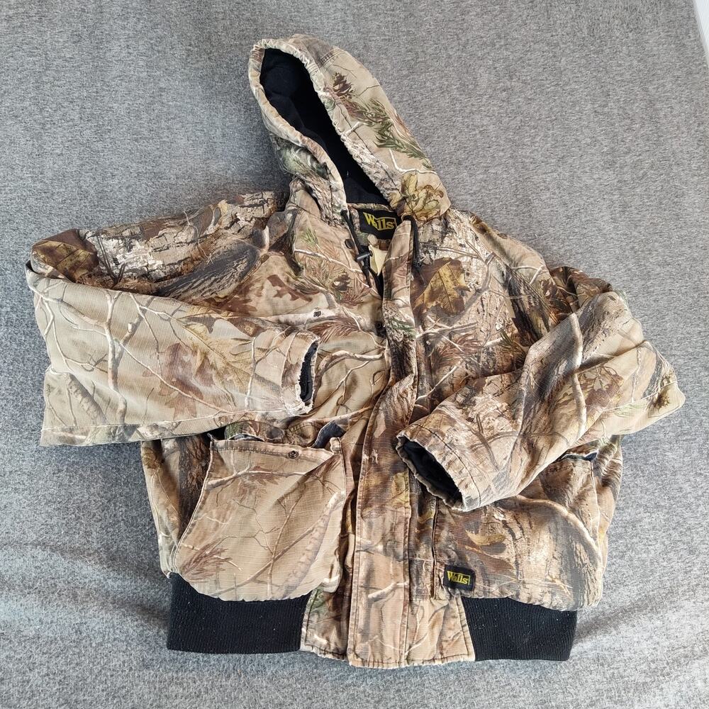 Vtg Walls Jacket Mens XL (46-48) Realtree Camo Hooded Workwear Bomber Hunting